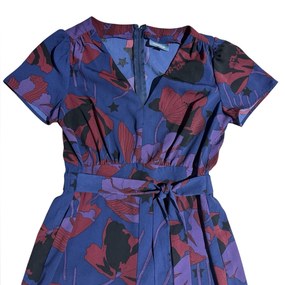 Modcloth Blue and Purple Floral Wide-Leg Jumpsuit - Picture 4 of 7